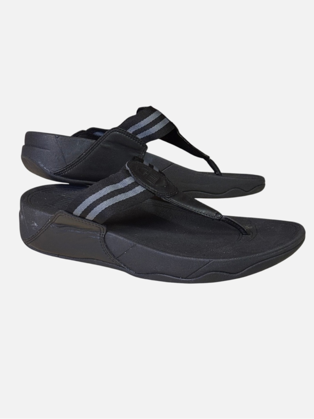 FitFlop Women's Black Walkstar Toe-post Sandals Sz 8